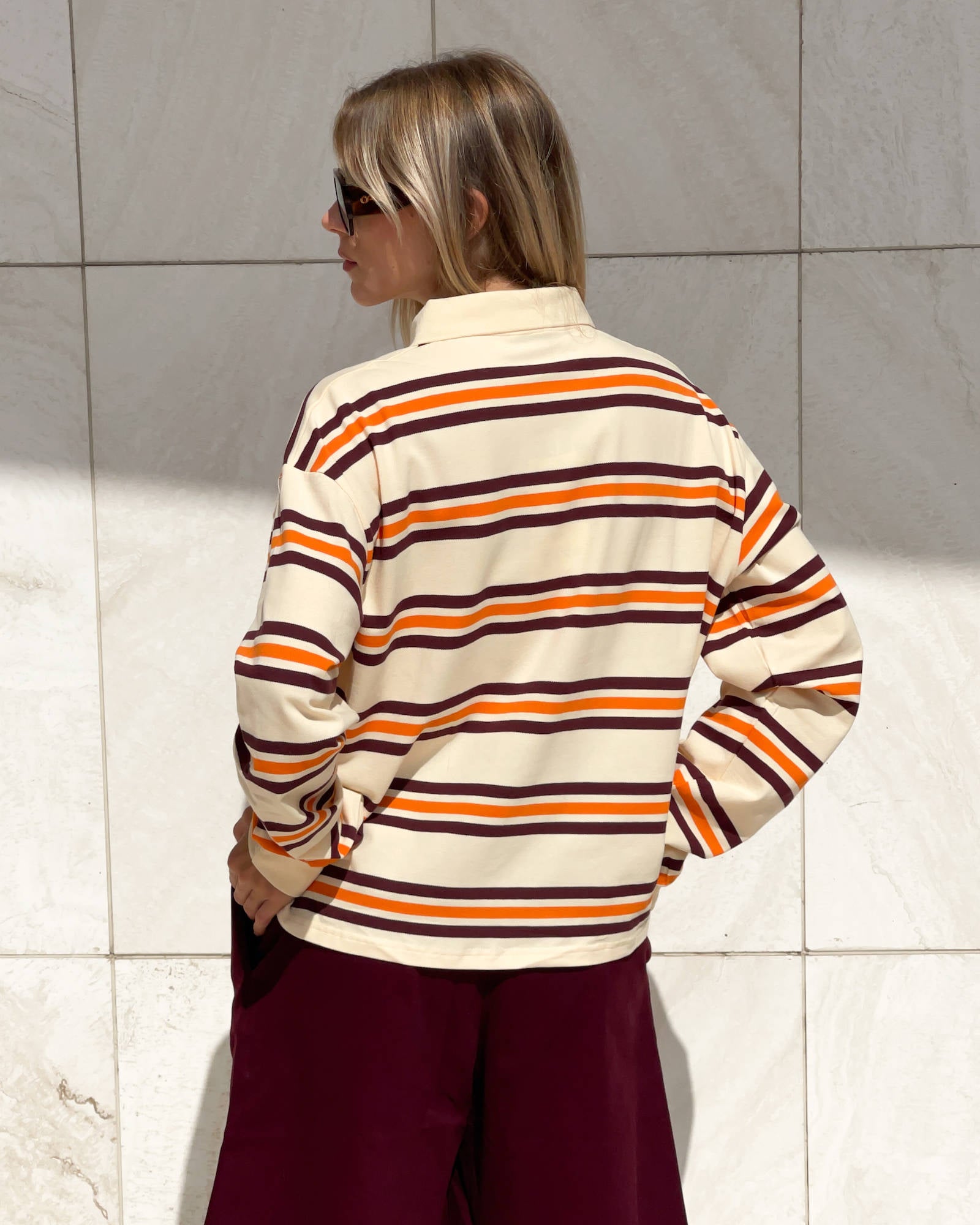 POLO COMBY A RIGHE BUTTERMILK