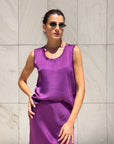 TOP SPALLA LARGA NORA IN SATIN SICILIA
