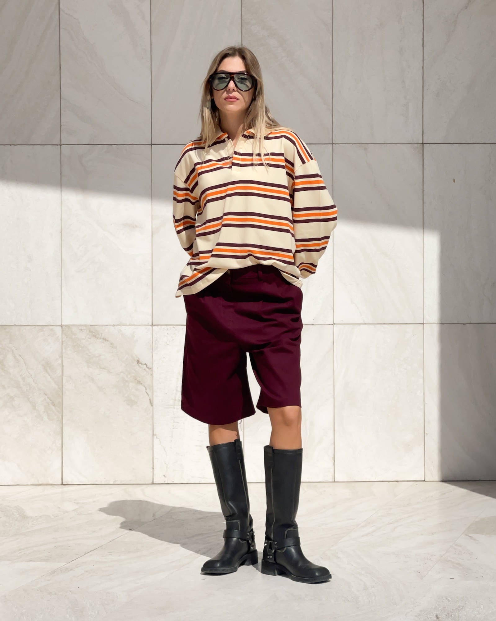POLO COMBY A RIGHE BUTTERMILK