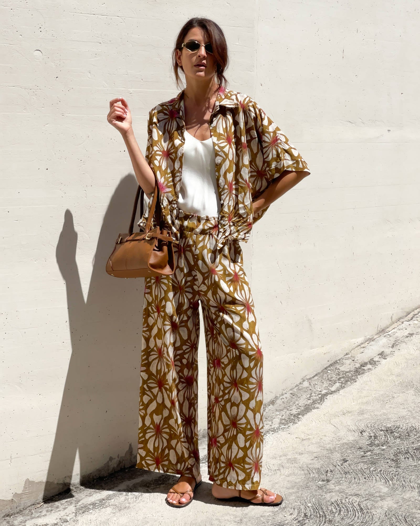 PANTALONE LEONA IN POPELINE DI VISCOSA OLIO