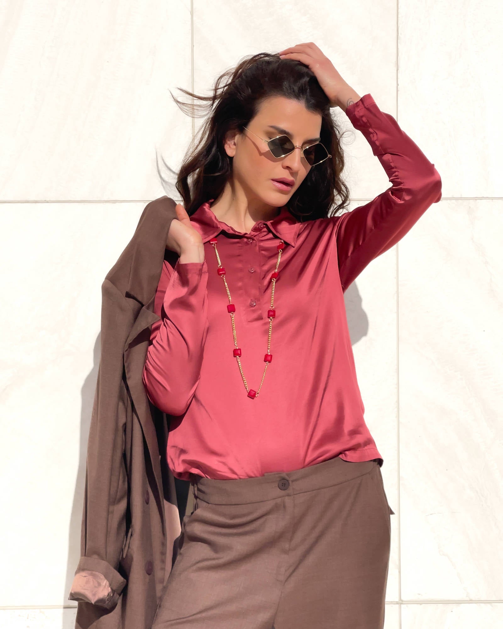 POLO SATIN NORA ROJO