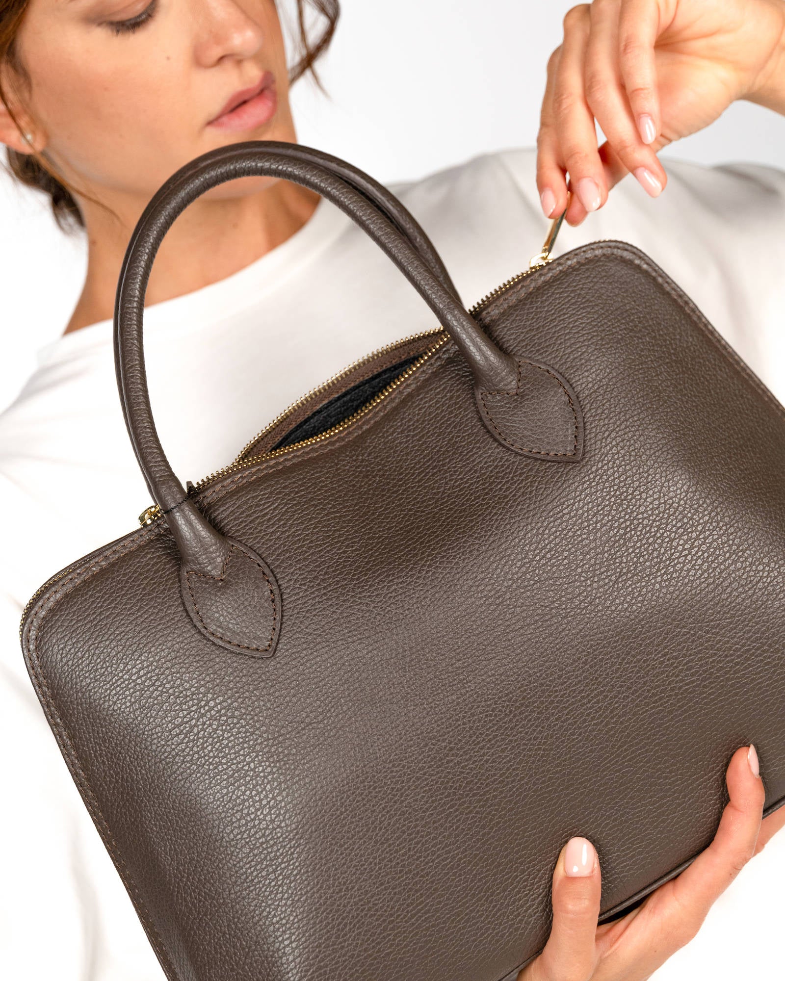 BORSA IN PELLE LUNA COFFEE
