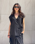 BLUSA INCROCIO DORIS NERO