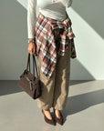 CAMICIA CHECK LORA CAMEL BORDEAUX