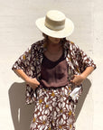 CAMICIA LEONA IN POPELINE DI VISCOSA CIOCCOLATO
