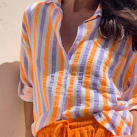 CAMICIA FORMENTERA IN GARZA DI COTONE VIOLA ARANCIO