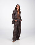 PANTALONE ANDREA CHECK GALLES BROWN BLU