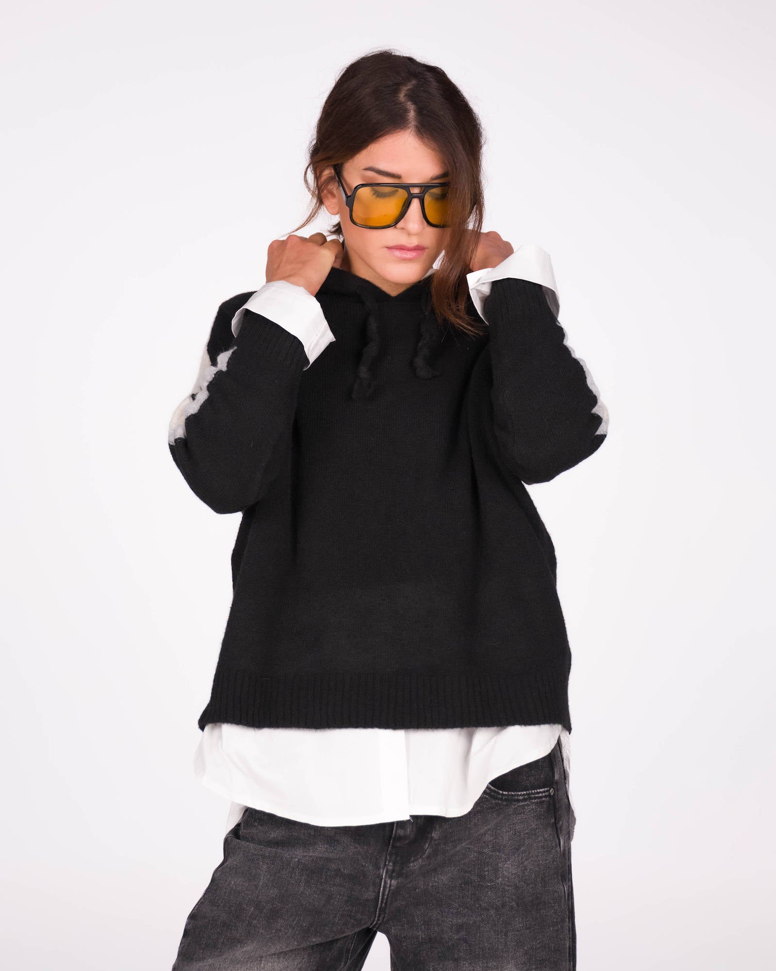 PULL TABATA NERO PANNA PERLA