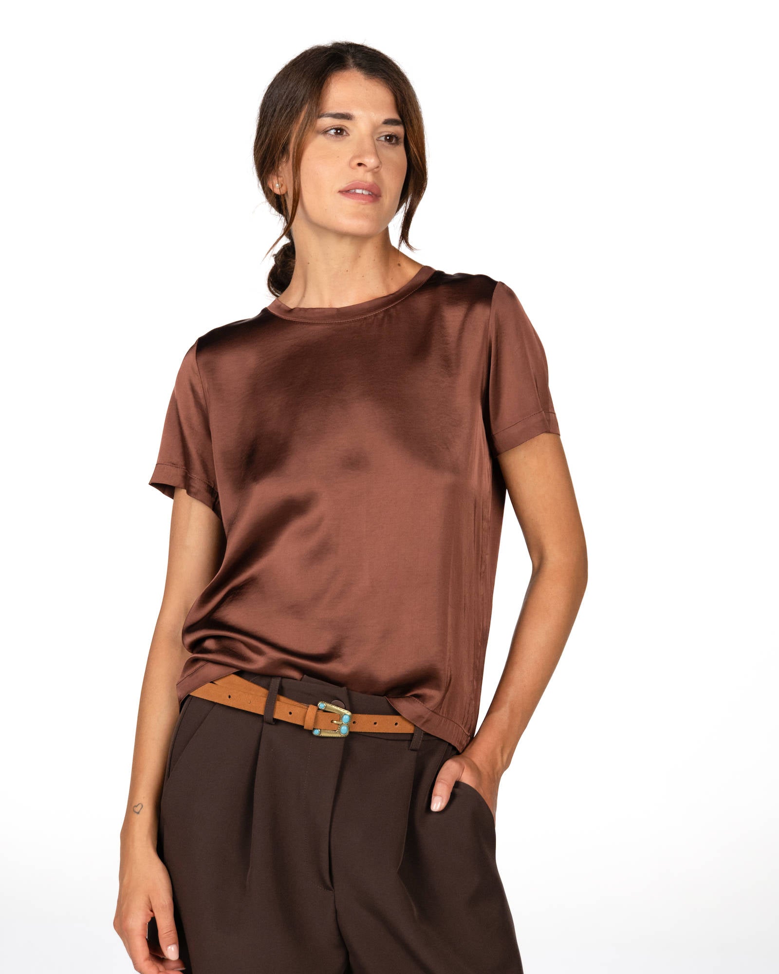 T-SHIRT NORA IN SATIN BRACE