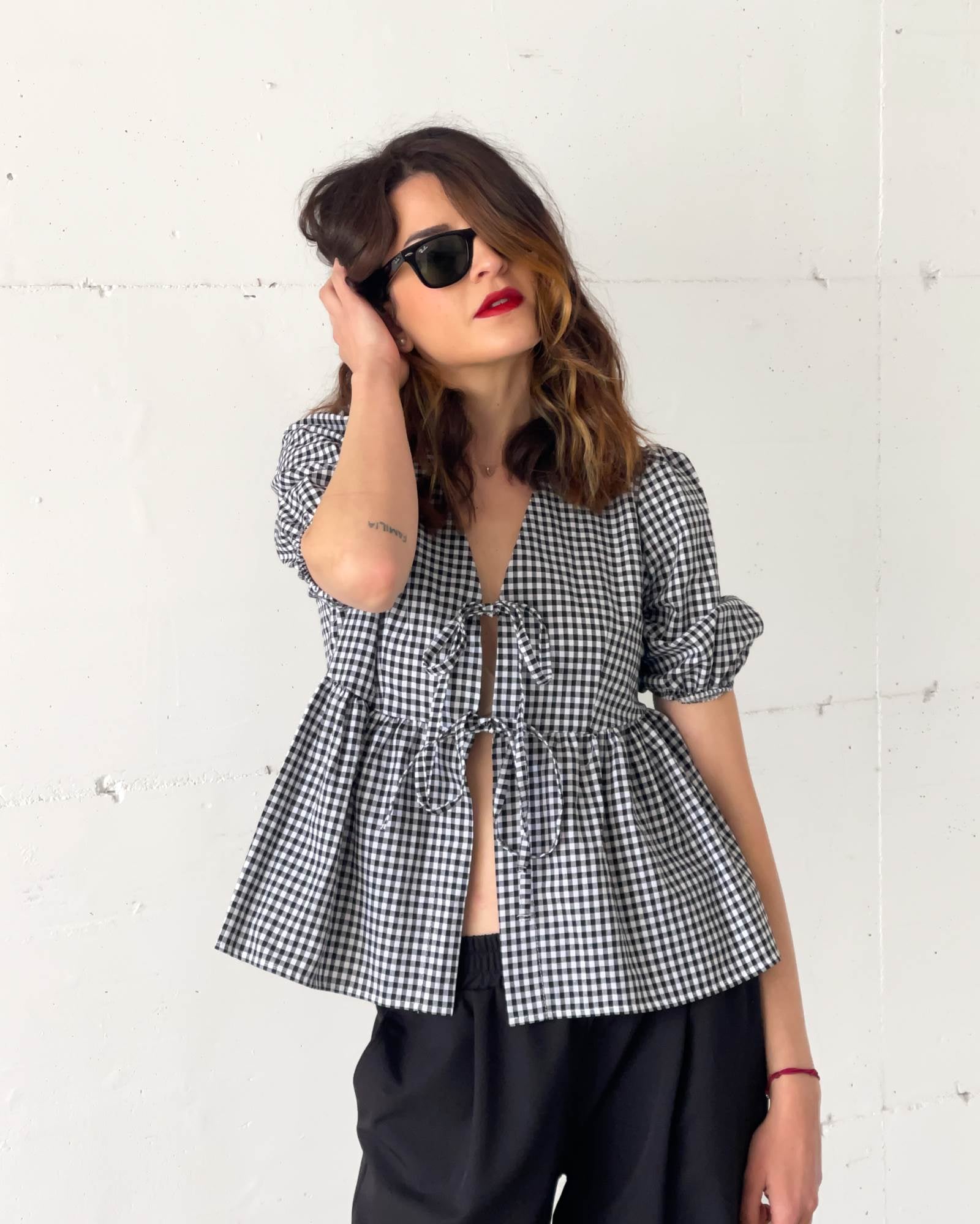 CAMICIA ANN VICHY NERO