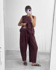 COMPLETO IN LINO BOERO BORDEAUX