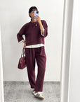 SET JANET JOGGER BORDEAUX