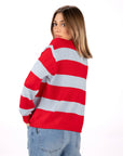 PULL A RIGHE MEGGY ROSSO CELESTE