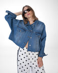 GIACCA CAMICIA FALCO IN DENIM BLU
