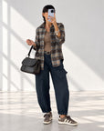 CAMICIA CHECK LORA CAMEL CELESTE