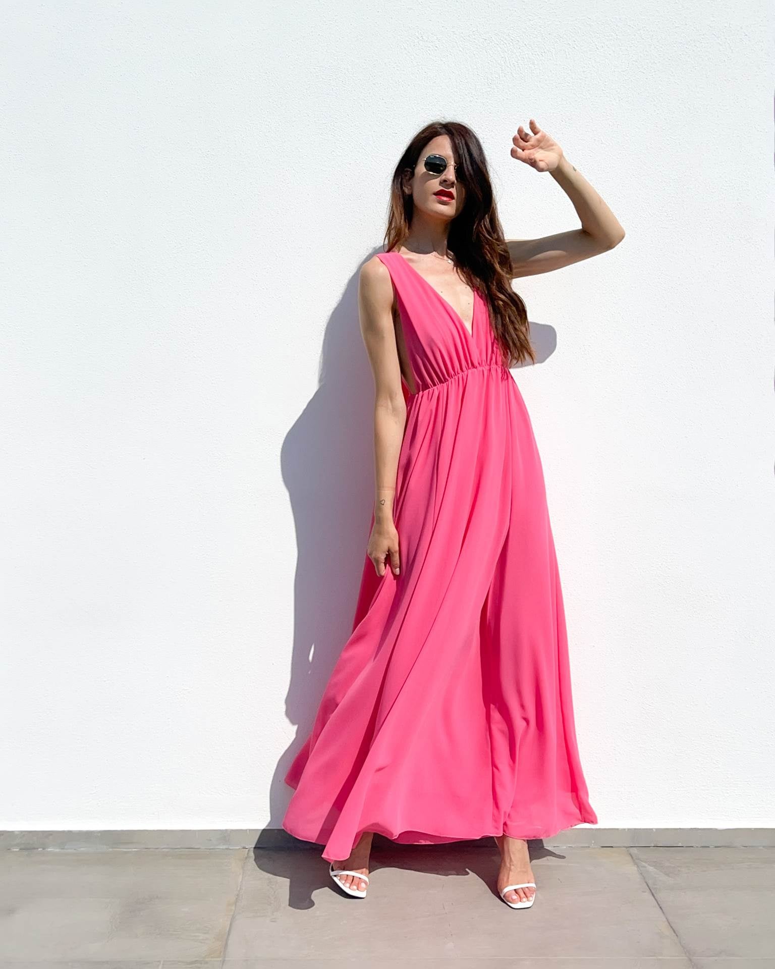 LONG DRESS MICHELLE HOT CORAL