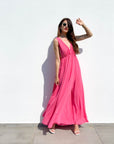 LONG DRESS MICHELLE HOT CORAL
