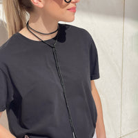 COLLANA LACCIO STRASS NERO