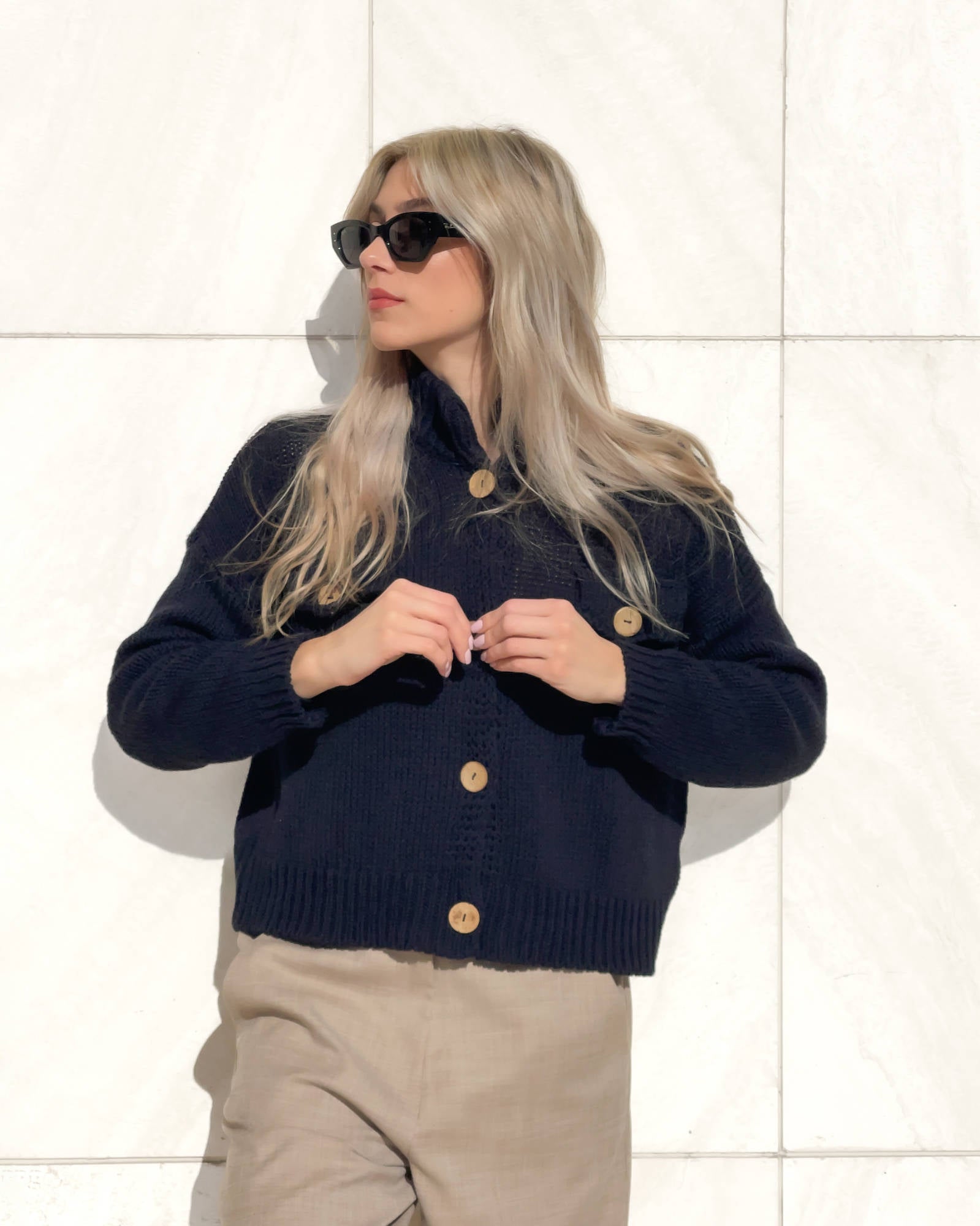 CARDIGAN IN MAGLIA ENNYE BLU