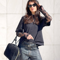 T-SHIRT PARFAIT CON PIZZO NERO