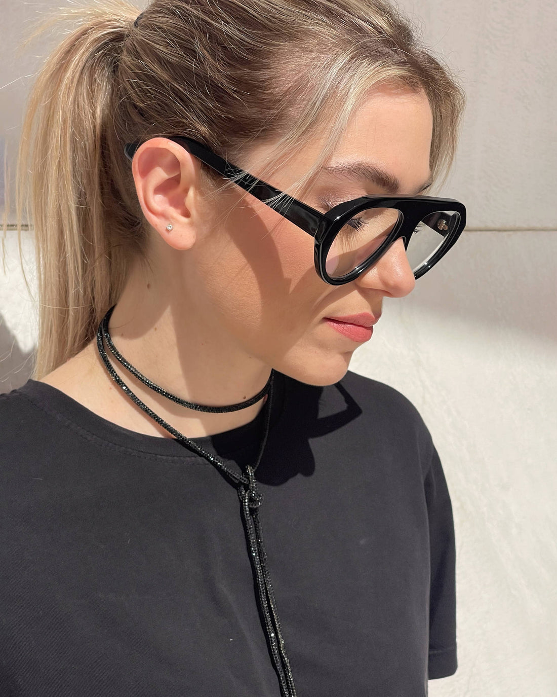COLLANA LACCIO STRASS NERO