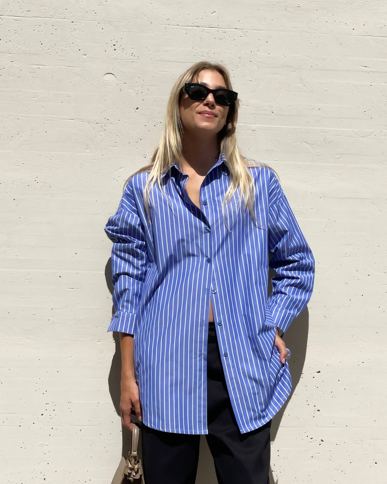 CAMICIA HEATHER RIGA BLU