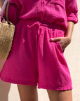 SHORT IBIZA IN GARZA DI COTONE FUCSIA