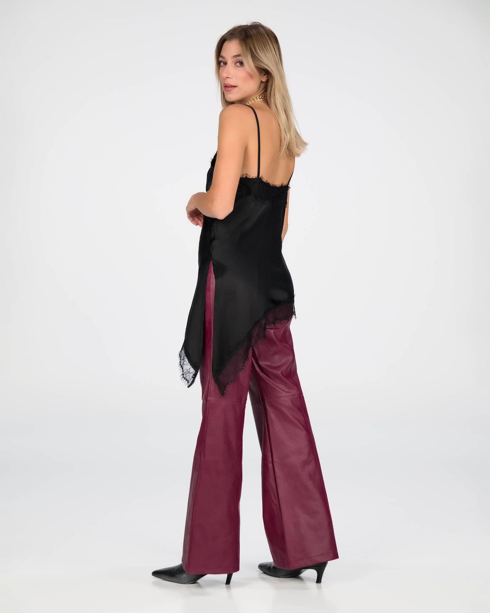 PANTALONE ECOPELLE PETER BORDEAUX