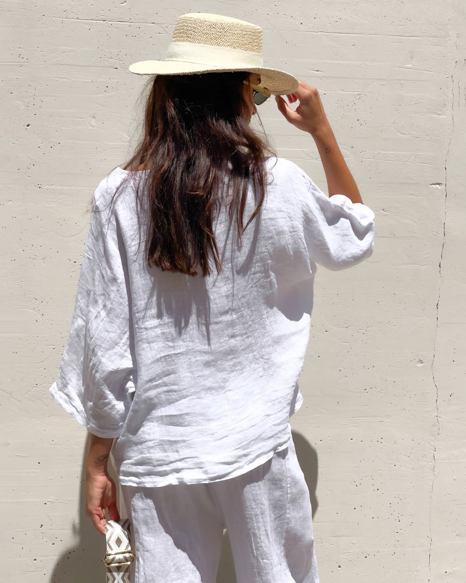 BLUSA PIPER FIOCCO IN LINO BIANCO