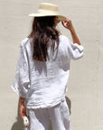 BLUSA PIPER FIOCCO IN LINO BIANCO
