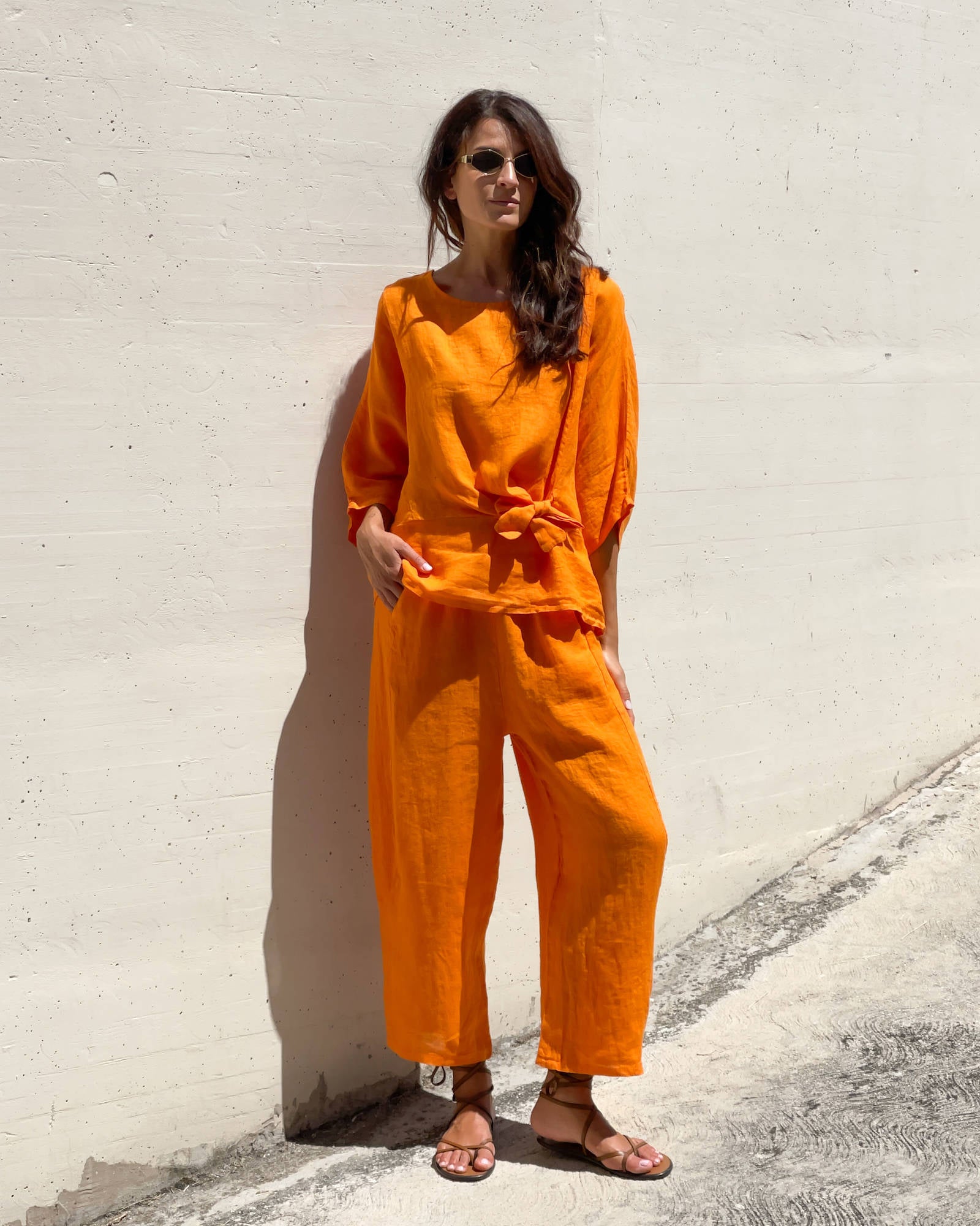 BLUSA PIPER FIOCCO IN LINO MANGO