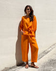 BLUSA PIPER FIOCCO IN LINO MANGO