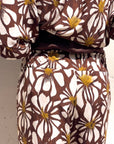 PANTALONE LEONA IN POPELINE DI VISCOSA CIOCCOLATO