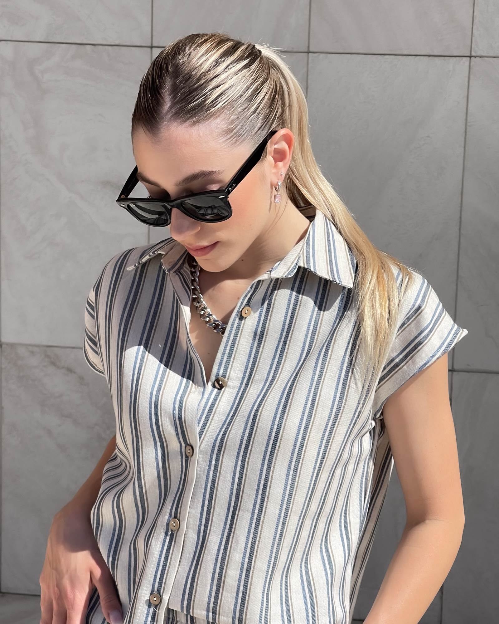 CAMICIA PSL COTONE E LINO RIGA NAVY