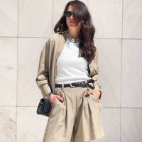 CAMICIA IN LINO VISCOSA MISTRAL CAMEL