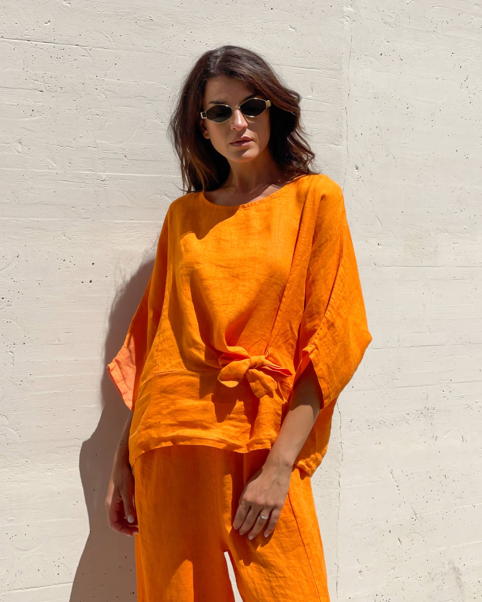 BLUSA PIPER FIOCCO IN LINO MANGO