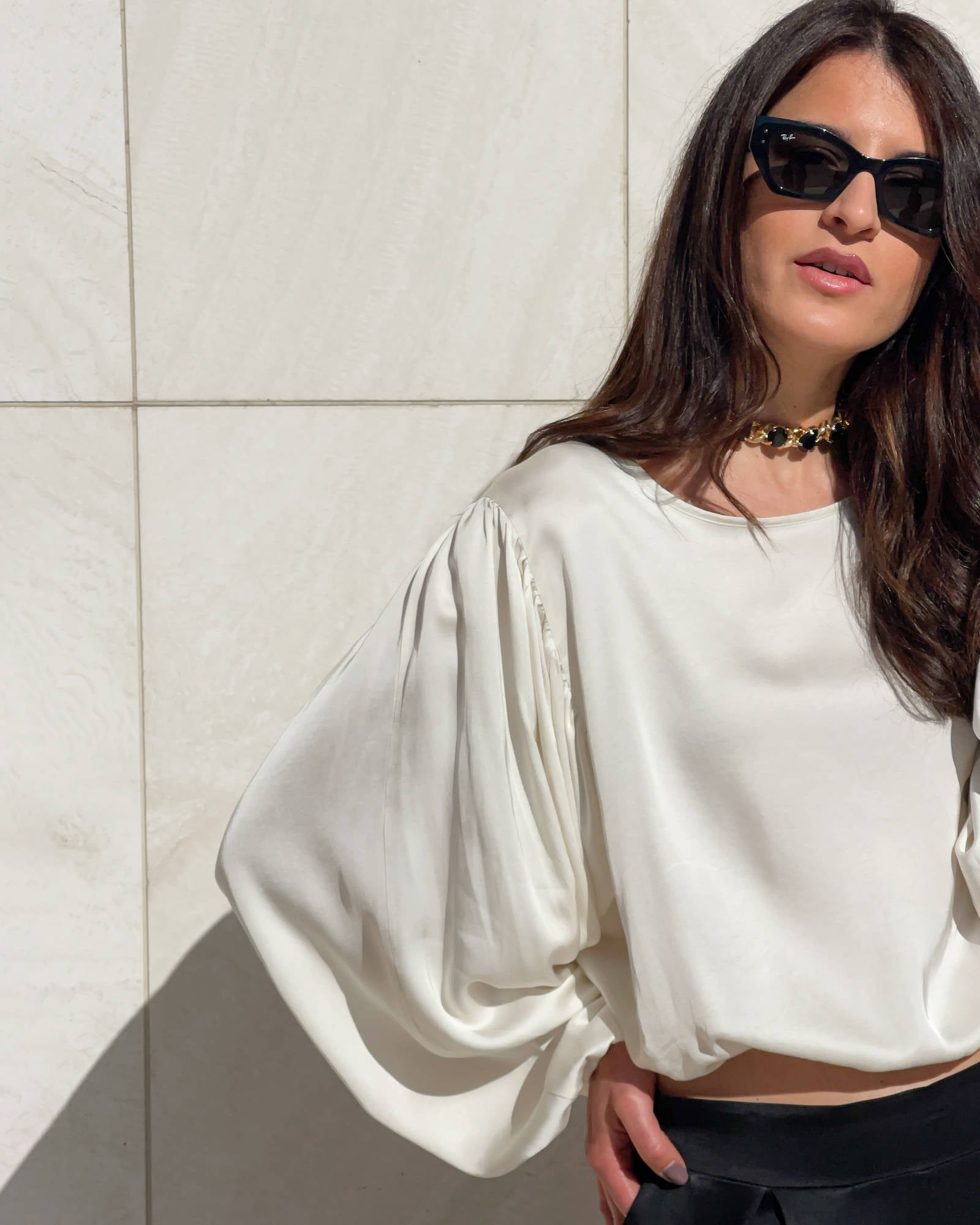 BLUSA SATIN JADE' BURRO