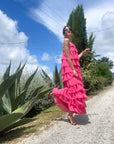 LONG DRESS AURORA HOT CORAL