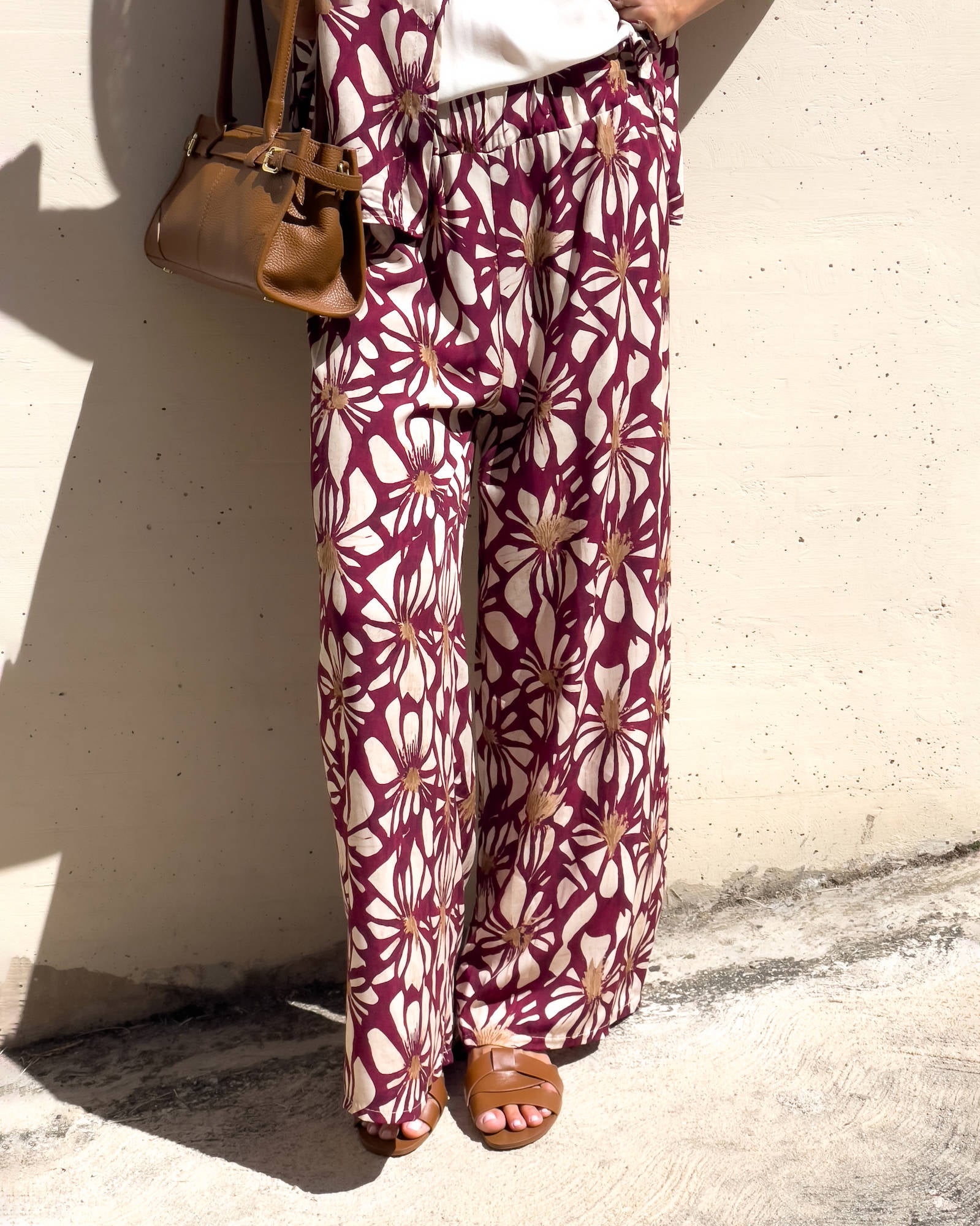 PANTALONE LEONA IN POPELINE DI VISCOSA PURPLE