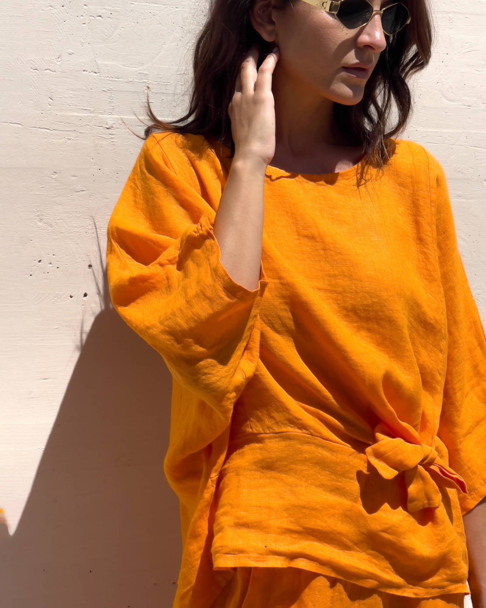 BLUSA PIPER FIOCCO IN LINO MANGO