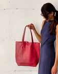 SHOPPER BAG IN PELLE RUBINO