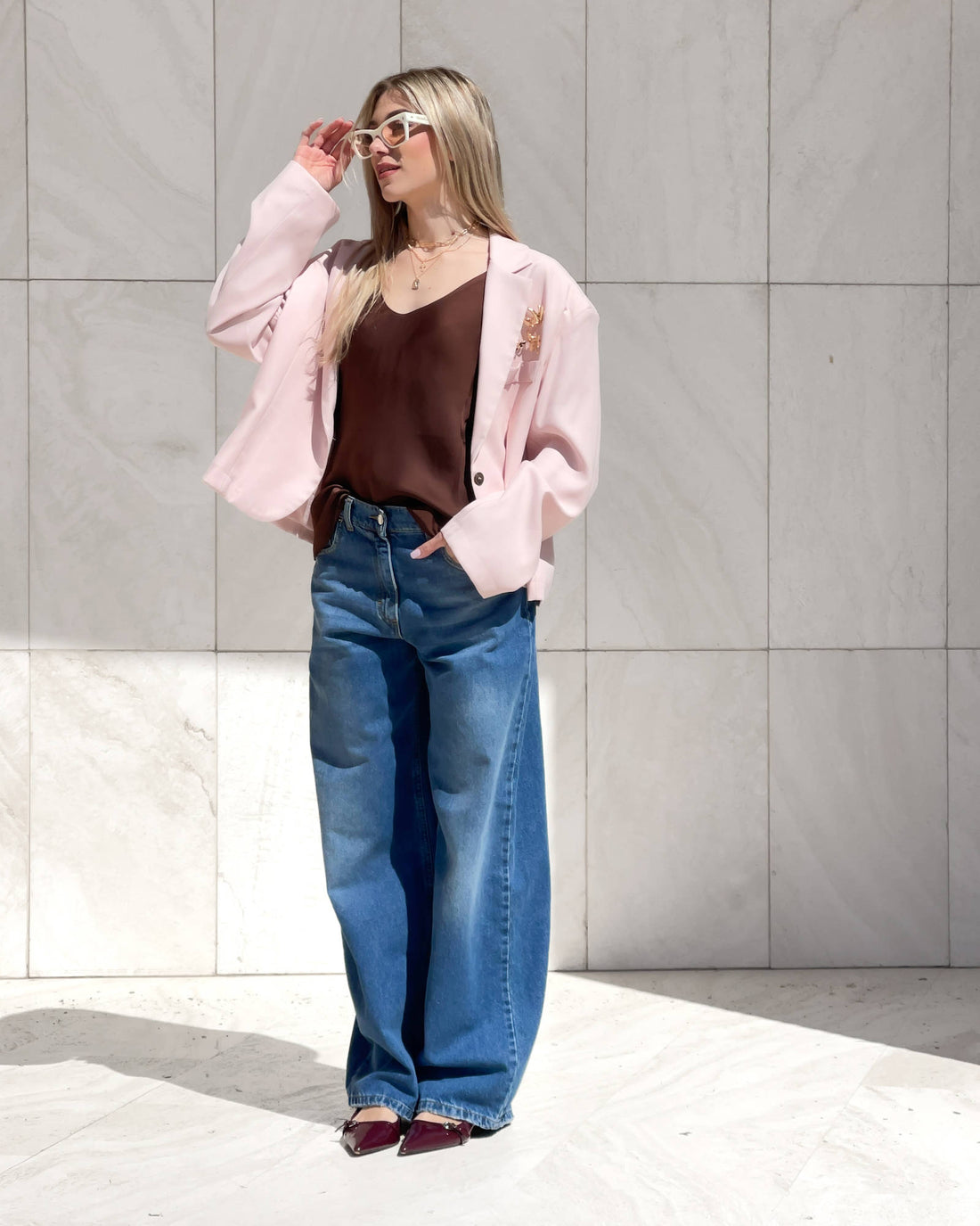 TOP NORA IN SATIN CHOCO