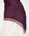 TOP ARIETE IN SATIN BORDEAUX