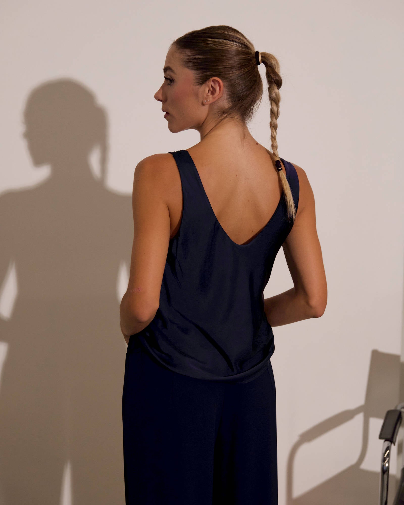 TOP CANOTTA NORA IN SATIN NIGHT