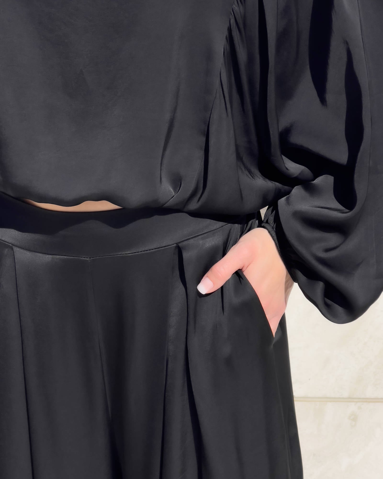 PANTALONE SATIN JADE' NERO