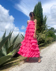 LONG DRESS AURORA HOT CORAL