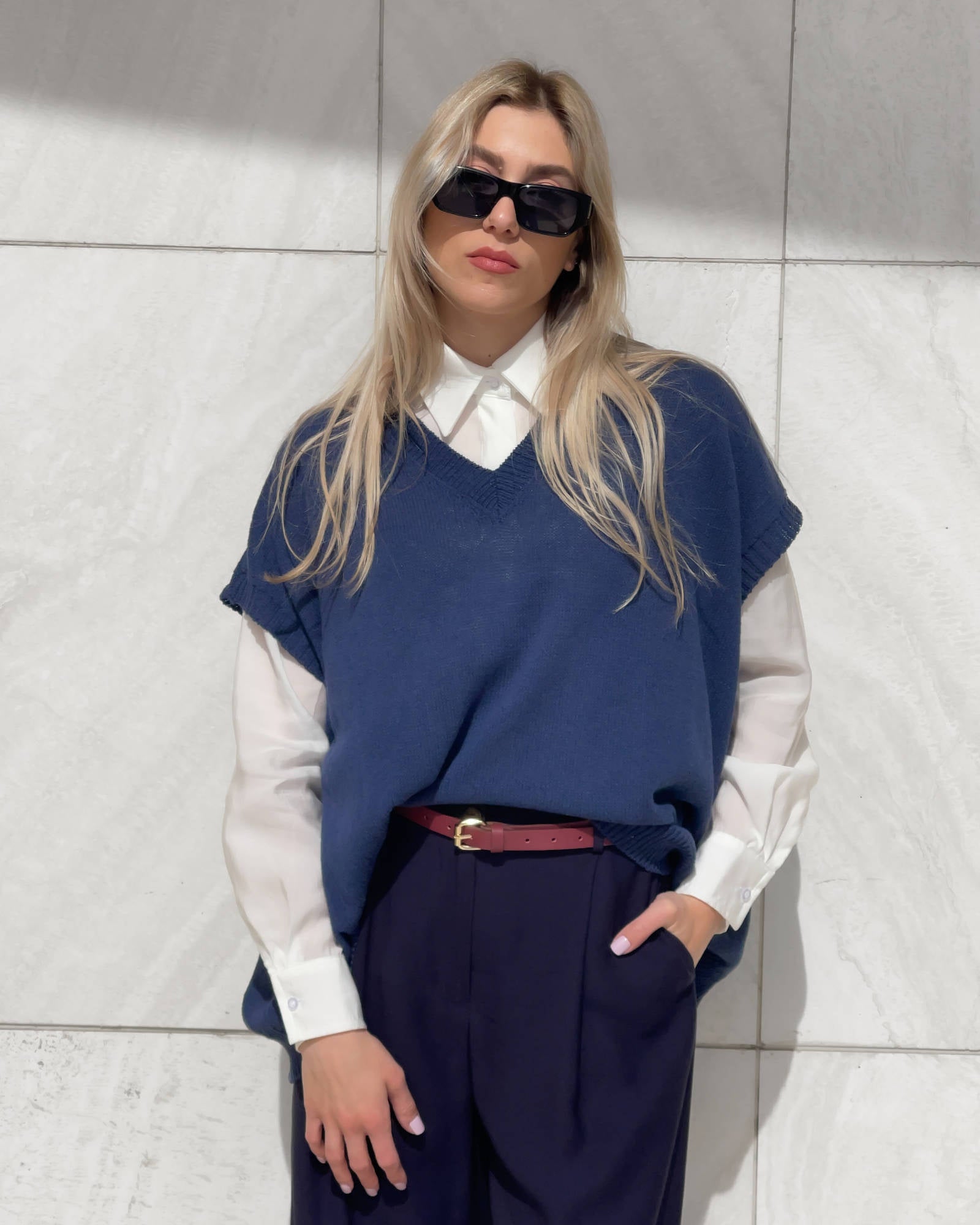 GILET IN MAGLIA LEXA BLU