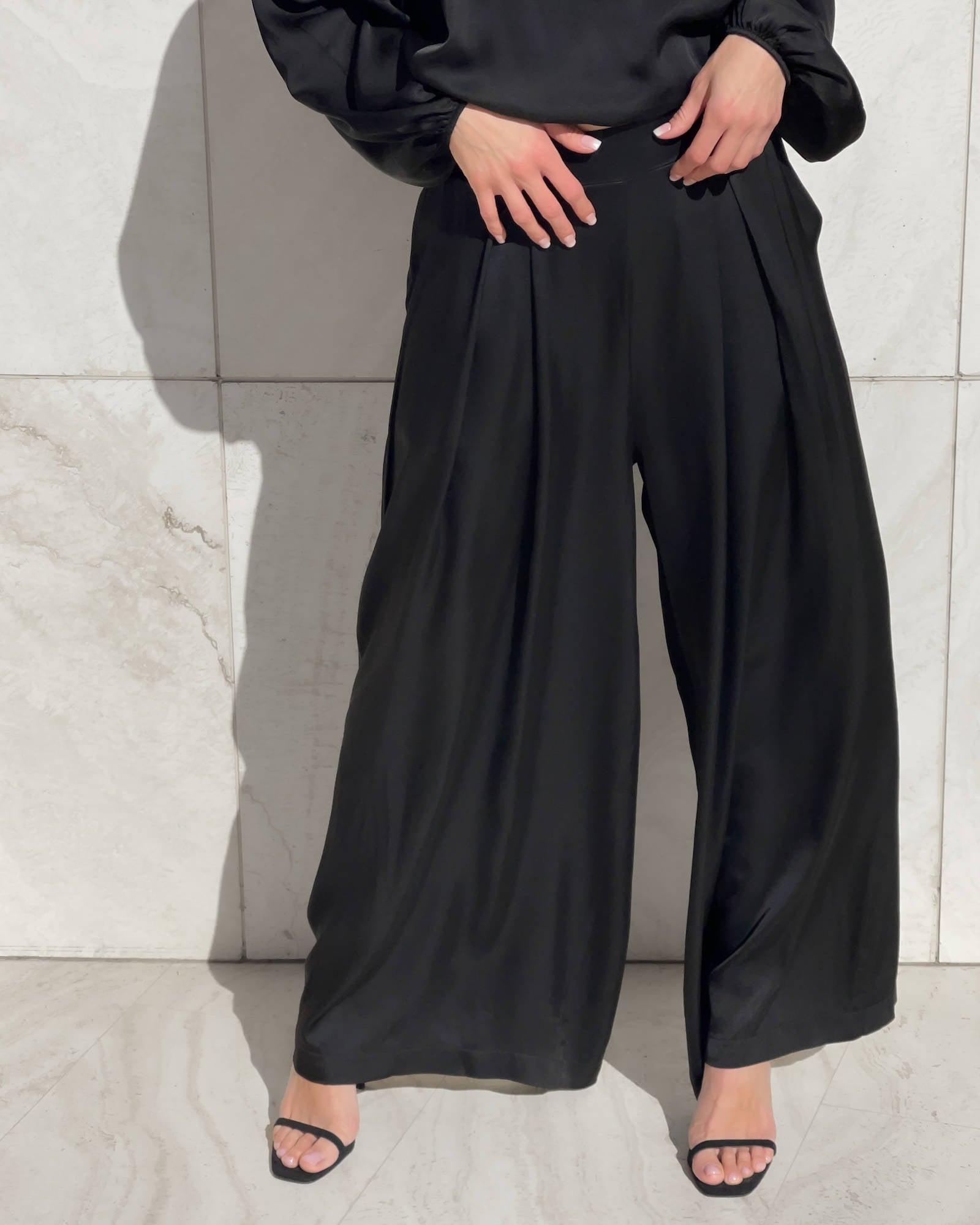 PANTALONE SATIN JADE' NERO