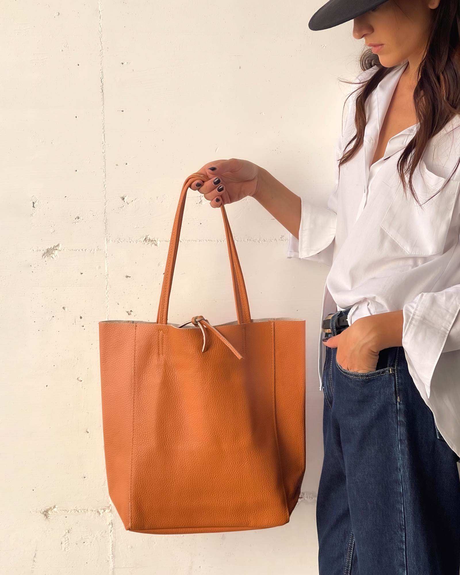 SHOPPER BAG IN PELLE ASTRO DUST