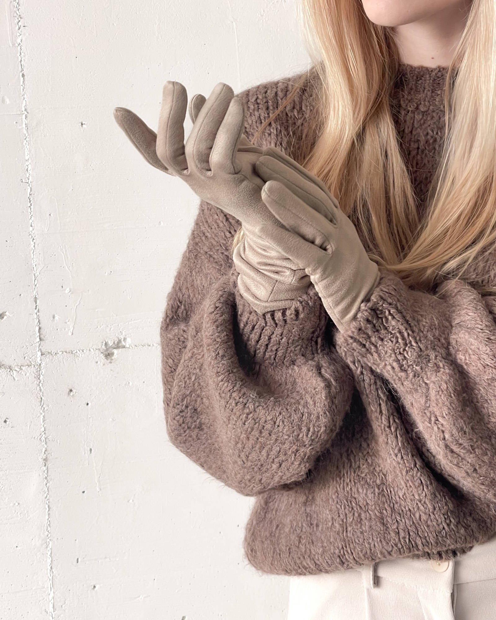 GUANTI LUNGHI VELOUR TAUPE